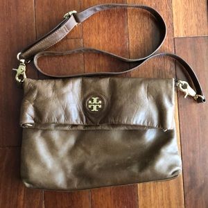 Brown Leather Tory Burch Dena Crossbody Bag